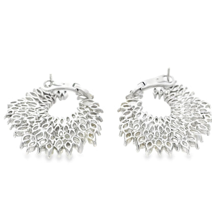 18k White Gold 9.97ctw Natural Marquise Diamond Cluster Earrings