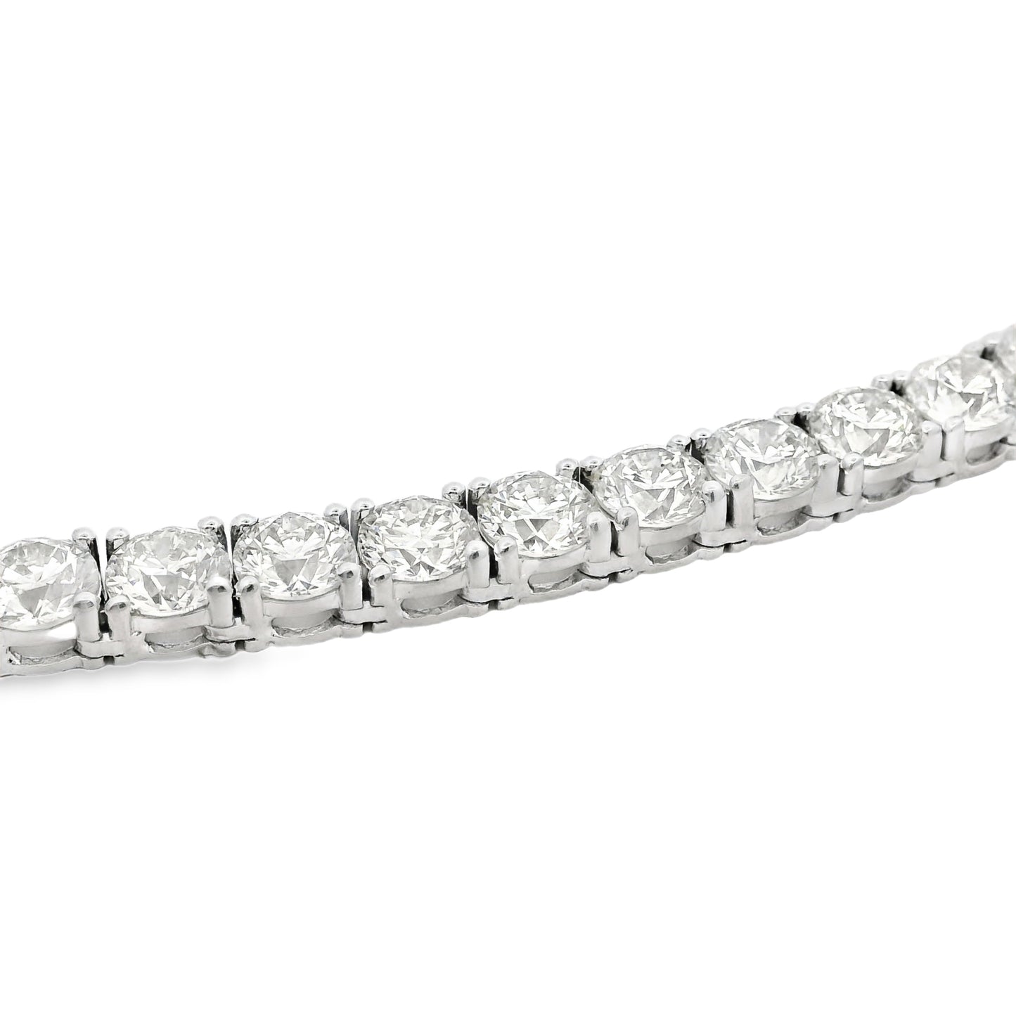 14k White Gold 47.52ctw Natural Round Brilliant Diamond Tennis Necklace 22"