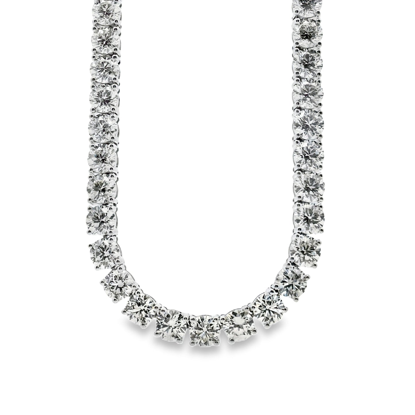14k White Gold 47.52ctw Natural Round Brilliant Diamond Tennis Necklace 22"