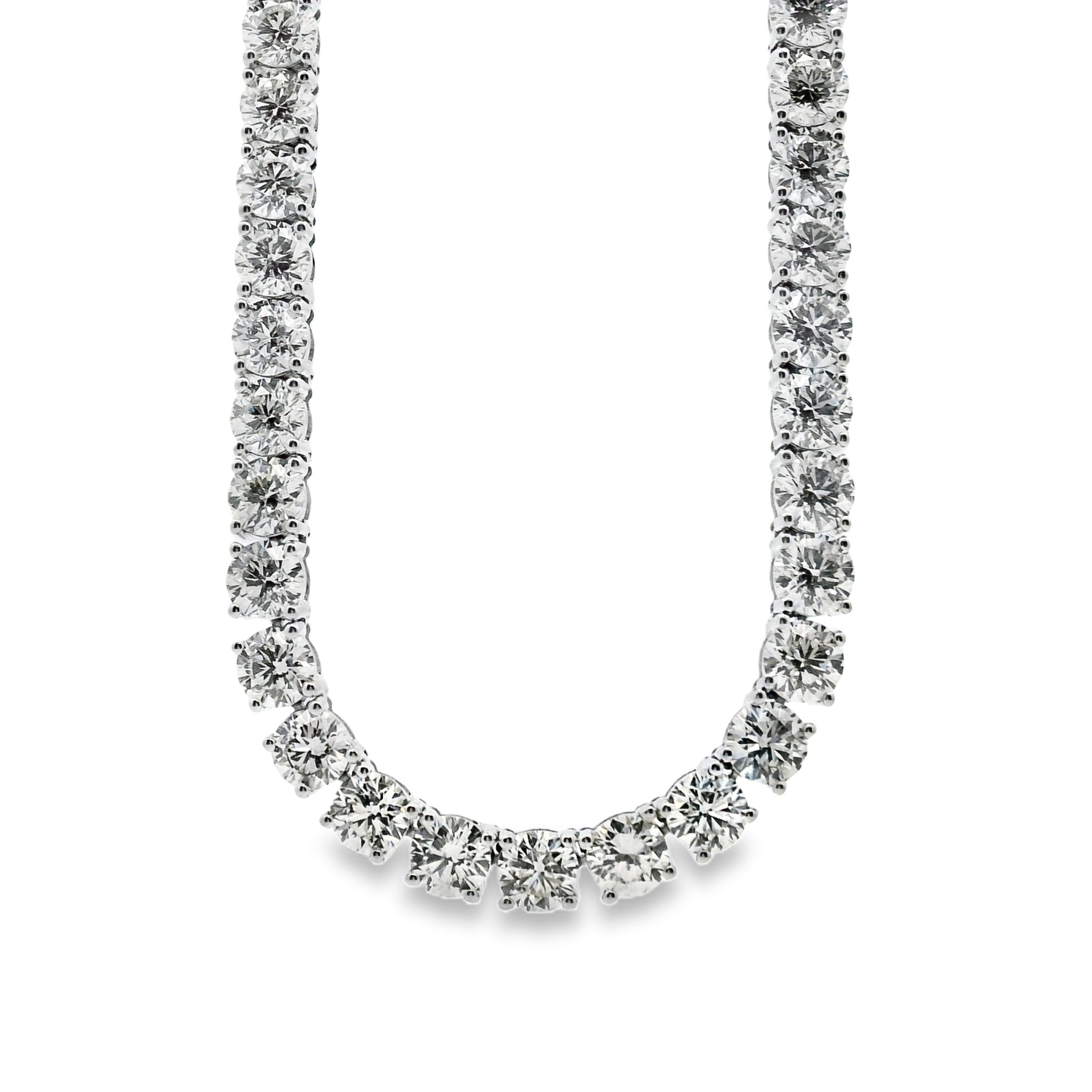 14k White Gold 47.52ctw Natural Round Brilliant Diamond Tennis Necklace 22"
