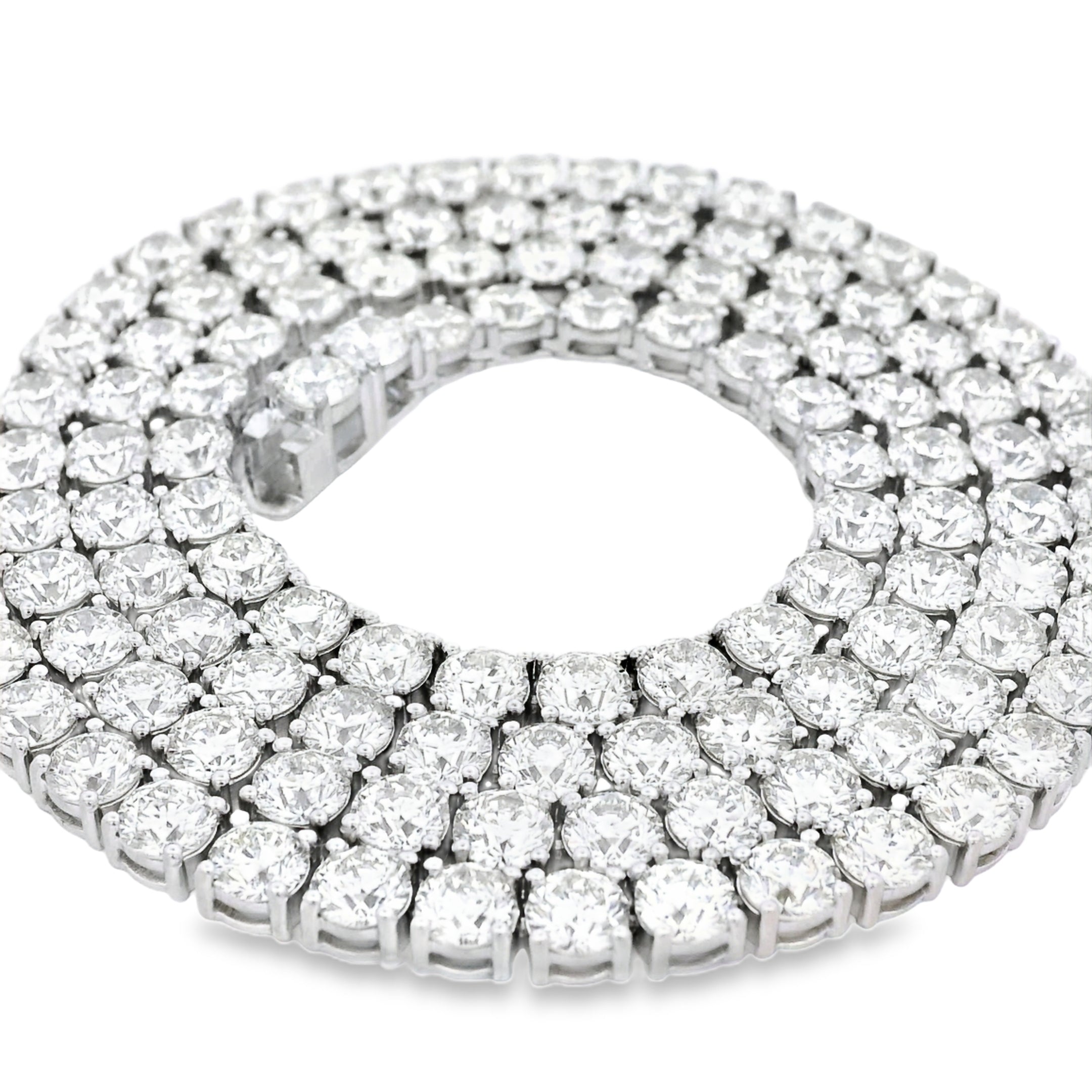 14k White Gold 47.52ctw Natural Round Brilliant Diamond Tennis Necklace 22"