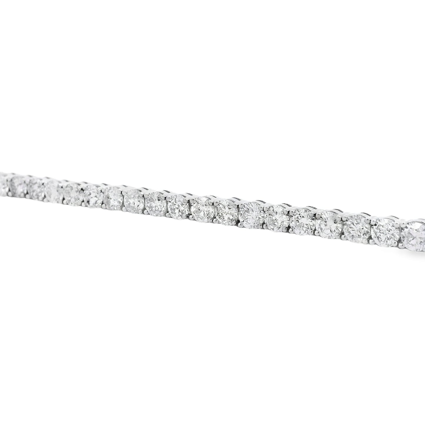 14k White Gold 10.95ct Natural Round Brilliant Diamond Tennis Bracelet