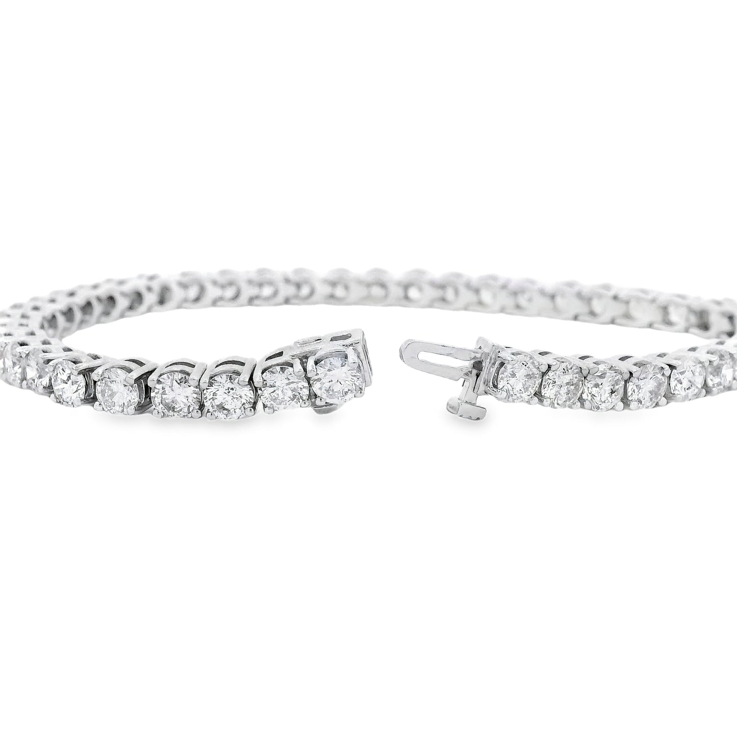 14k White Gold 10.95ct Natural Round Brilliant Diamond Tennis Bracelet