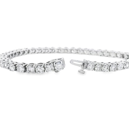 14k White Gold 10.95ct Natural Round Brilliant Diamond Tennis Bracelet