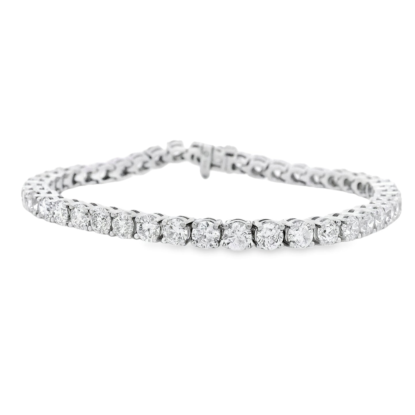 14k White Gold 10.95ct Natural Round Brilliant Diamond Tennis Bracelet
