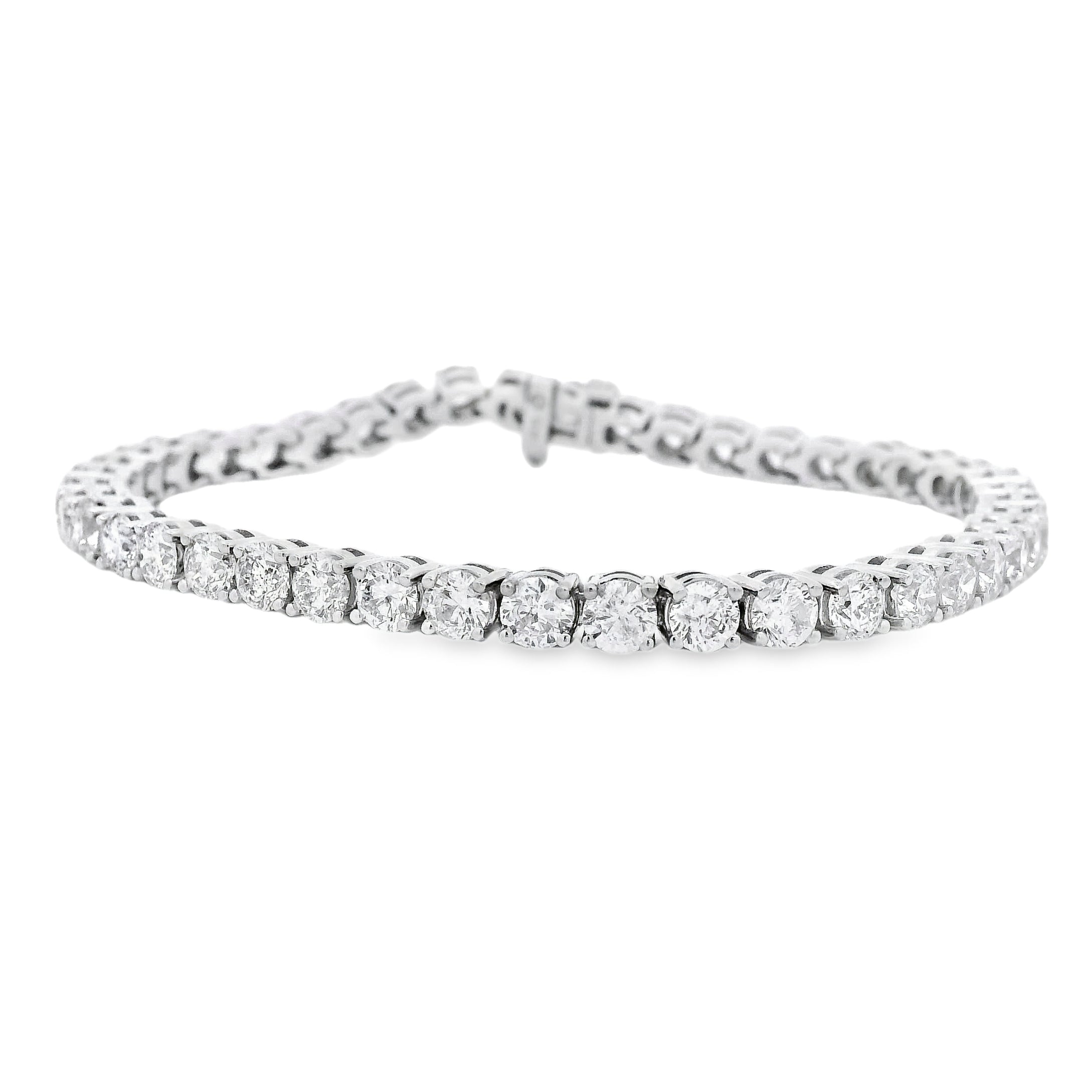 14k White Gold 10.95ct Natural Round Brilliant Diamond Tennis Bracelet