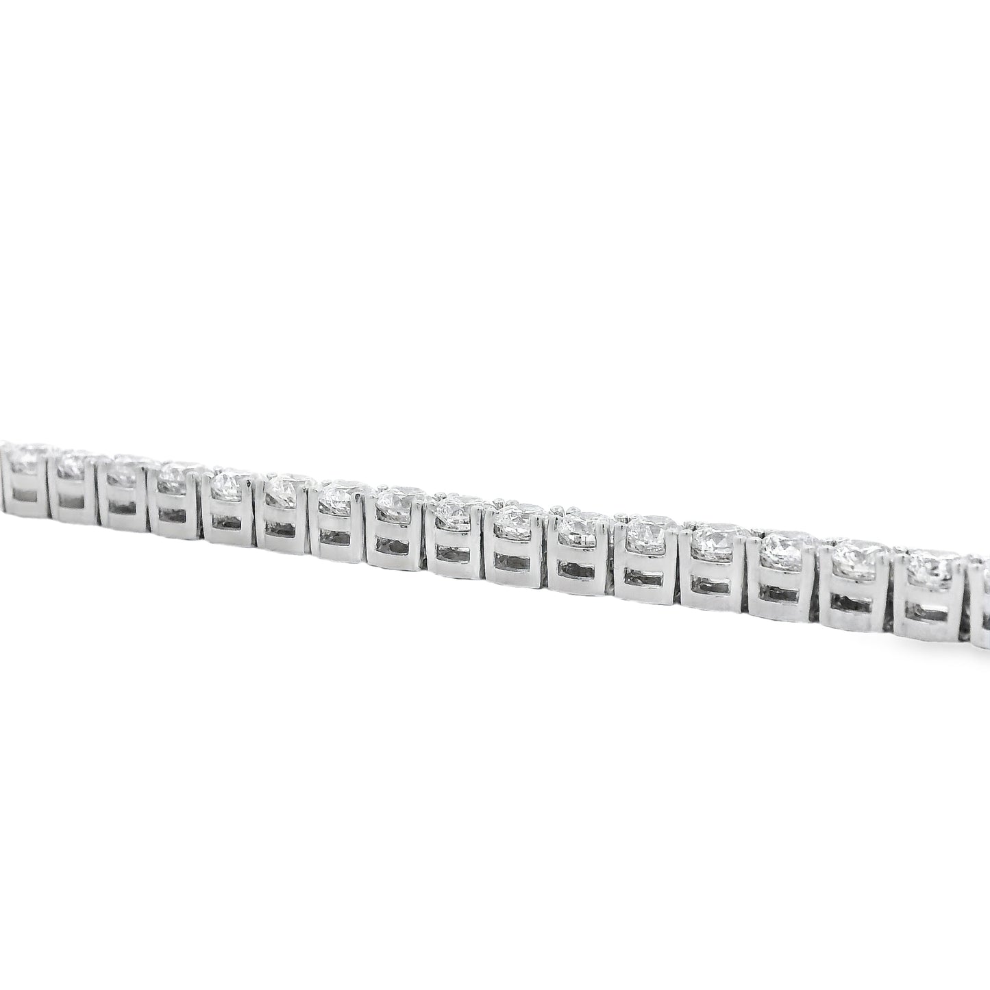 14k White Gold 10.95ct Natural Round Brilliant Diamond Tennis Bracelet