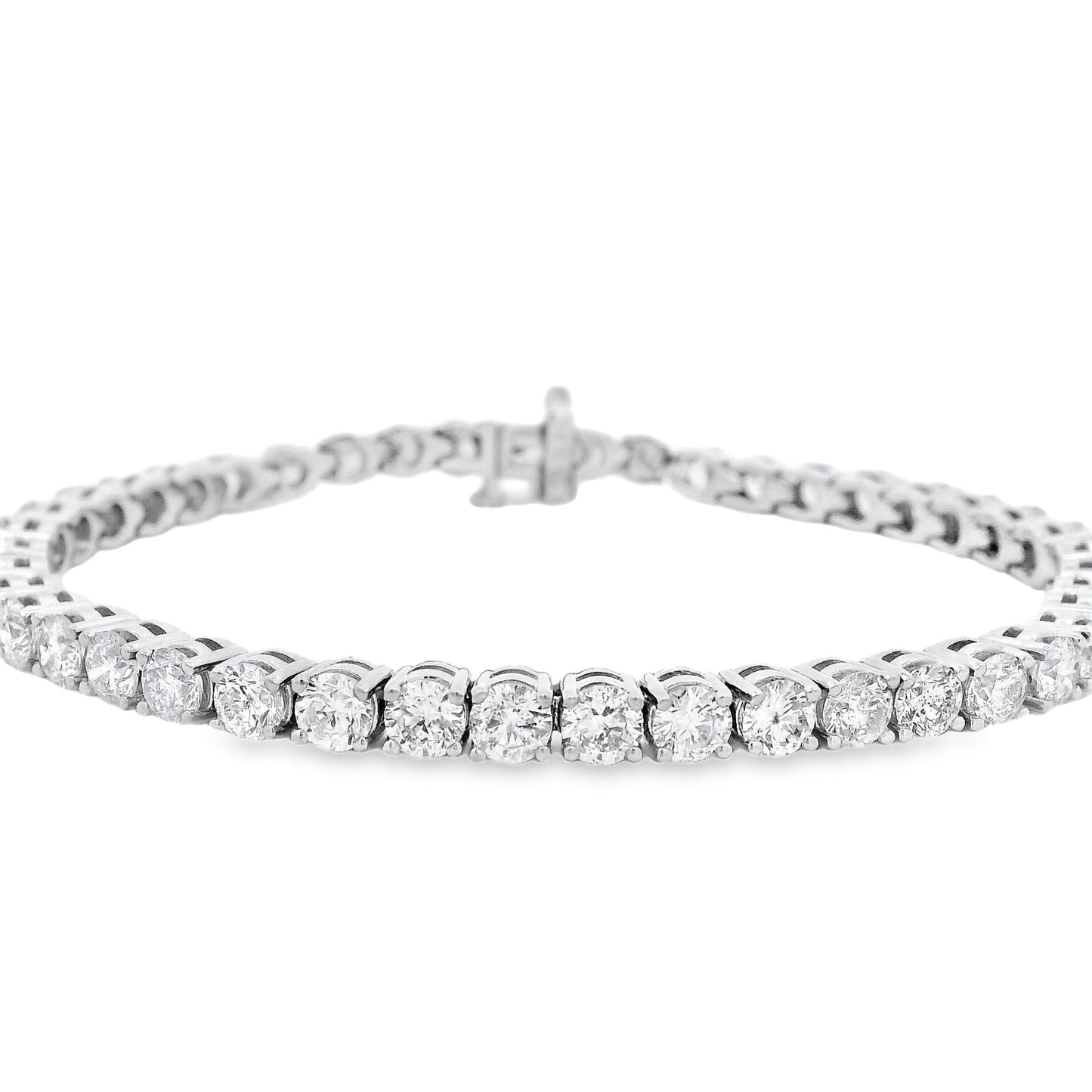 14k White Gold 10.95ct Natural Round Brilliant Diamond Tennis Bracelet