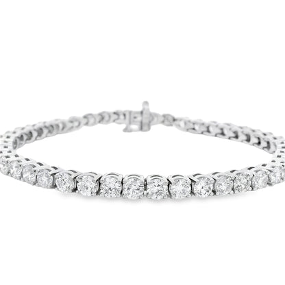 14k White Gold 10.95ct Natural Round Brilliant Diamond Tennis Bracelet