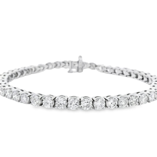 14k White Gold 10.95ct Natural Round Brilliant Diamond Tennis Bracelet