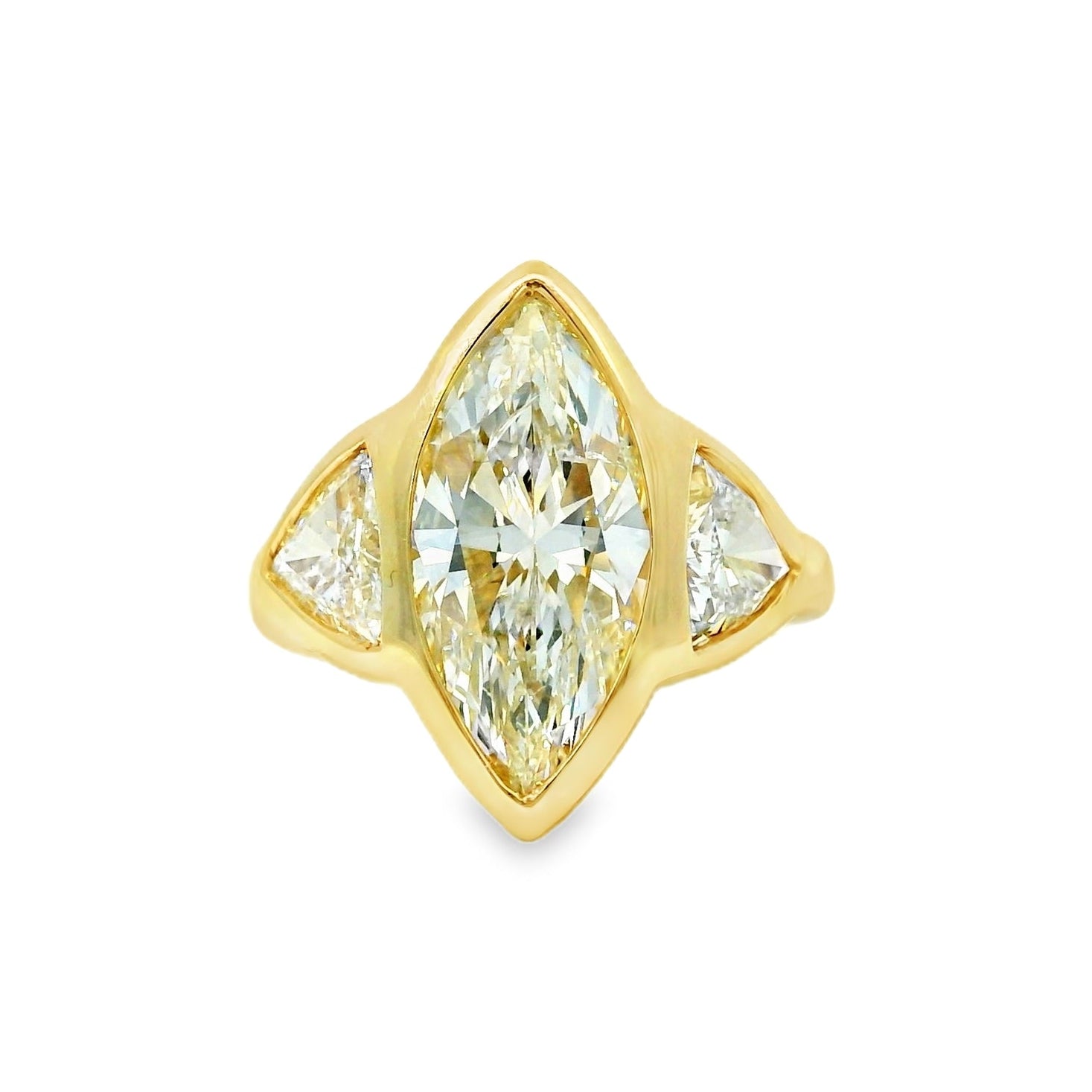 14k Yellow Gold EGL Certified 4.01ctw Natural Marquise Diamond 3 Stone Ring