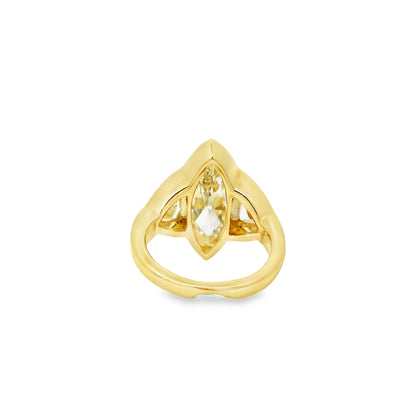 14k Yellow Gold EGL Certified 4.01ctw Natural Marquise Diamond 3 Stone Ring