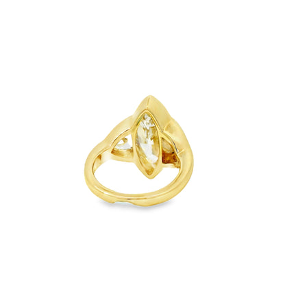 14k Yellow Gold EGL Certified 4.01ctw Natural Marquise Diamond 3 Stone Ring