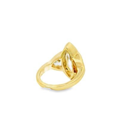 14k Yellow Gold EGL Certified 4.01ctw Natural Marquise Diamond 3 Stone Ring