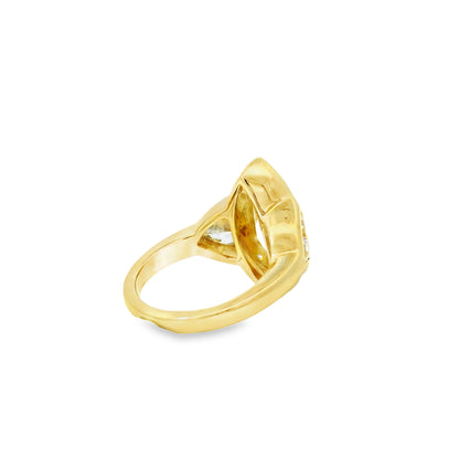 14k Yellow Gold EGL Certified 4.01ctw Natural Marquise Diamond 3 Stone Ring