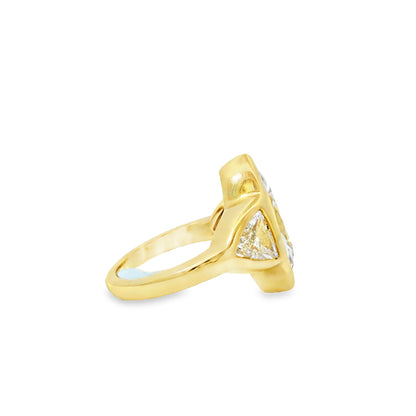 14k Yellow Gold EGL Certified 4.01ctw Natural Marquise Diamond 3 Stone Ring