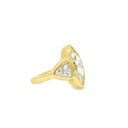 14k Yellow Gold EGL Certified 4.01ctw Natural Marquise Diamond 3 Stone Ring