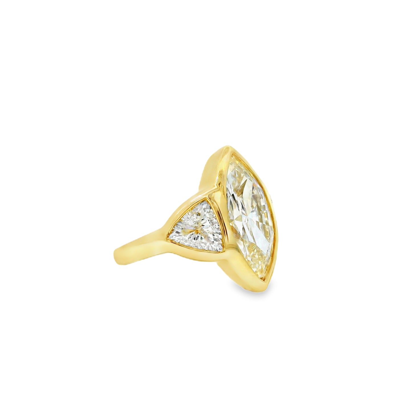 14k Yellow Gold EGL Certified 4.01ctw Natural Marquise Diamond 3 Stone Ring