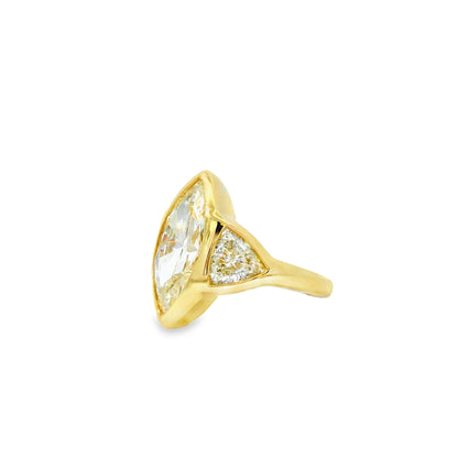 14k Yellow Gold EGL Certified 4.01ctw Natural Marquise Diamond 3 Stone Ring