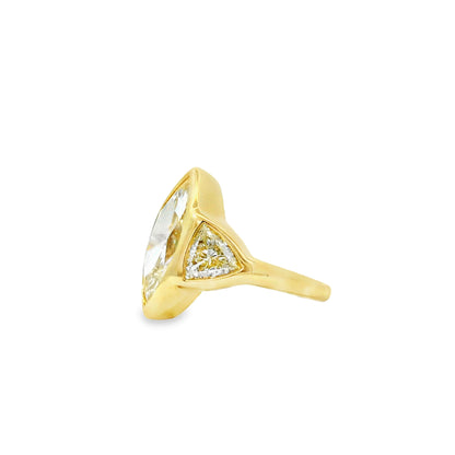 14k Yellow Gold EGL Certified 4.01ctw Natural Marquise Diamond 3 Stone Ring