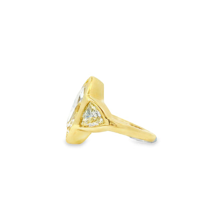 14k Yellow Gold EGL Certified 4.01ctw Natural Marquise Diamond 3 Stone Ring