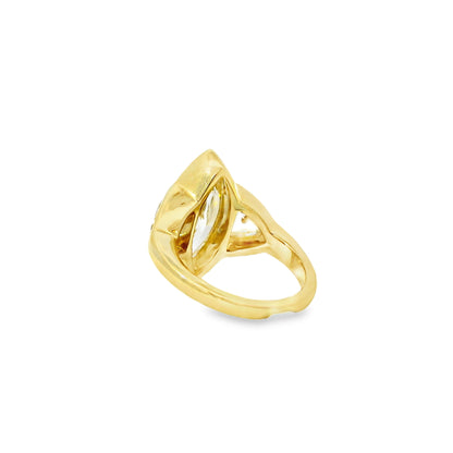 14k Yellow Gold EGL Certified 4.01ctw Natural Marquise Diamond 3 Stone Ring