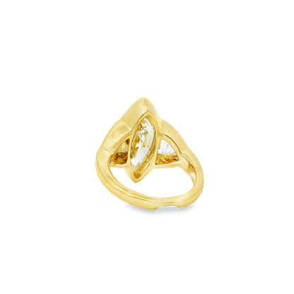 14k Yellow Gold EGL Certified 4.01ctw Natural Marquise Diamond 3 Stone Ring