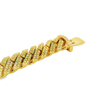 10k Yellow Gold 37.40ctw Natural Round Brilliant Diamond-Set Cuban Chain