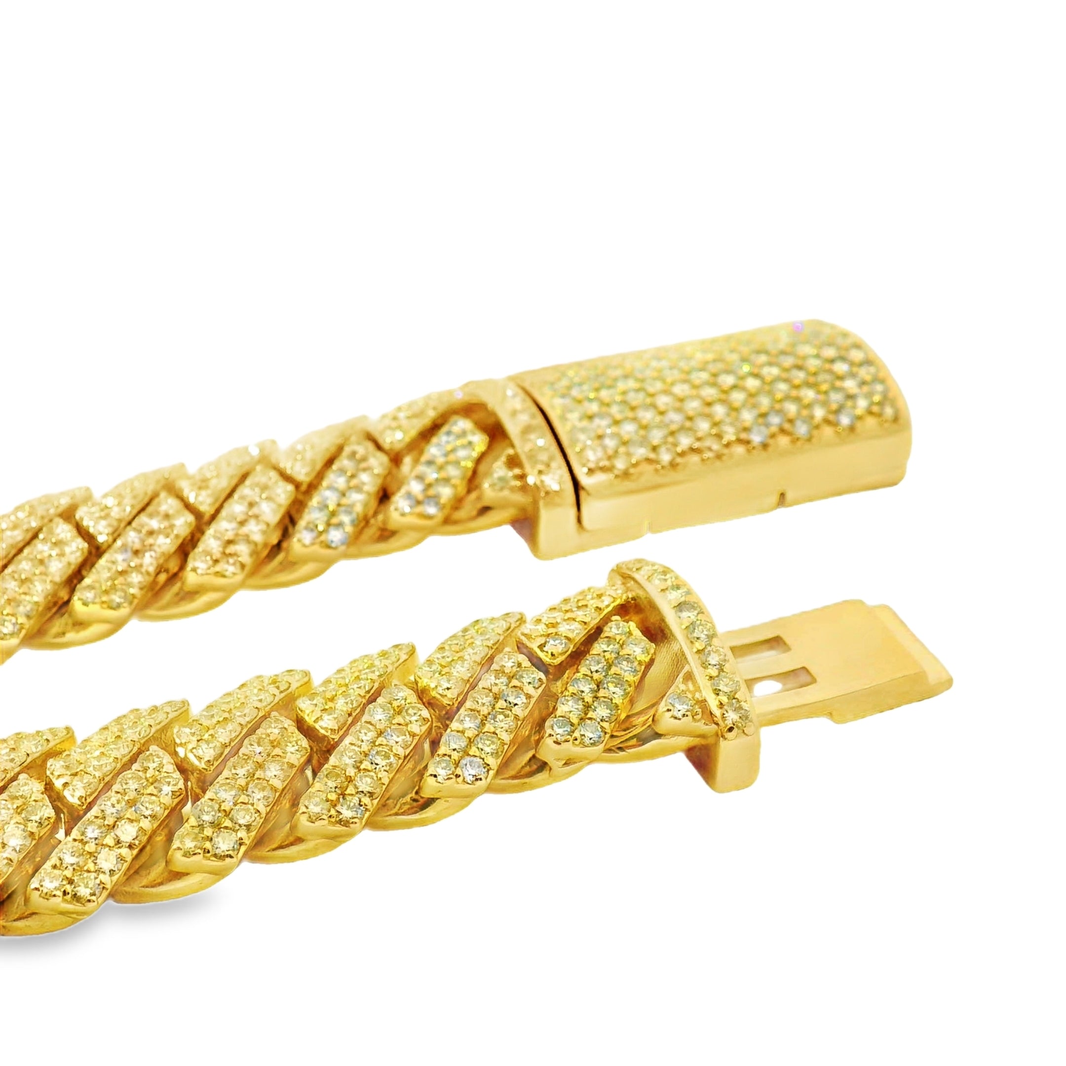 10k Yellow Gold 37.40ctw Natural Round Brilliant Diamond-Set Cuban Chain