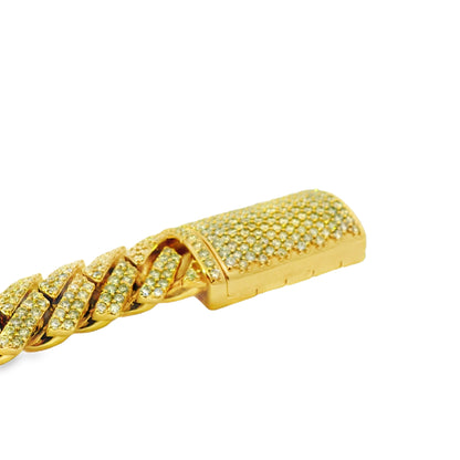10k Yellow Gold 37.40ctw Natural Round Brilliant Diamond-Set Cuban Chain