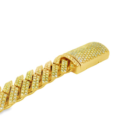 10k Yellow Gold 37.40ctw Natural Round Brilliant Diamond-Set Cuban Chain