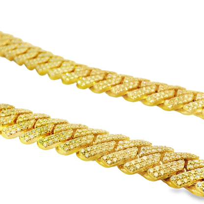10k Yellow Gold 37.40ctw Natural Round Brilliant Diamond-Set Cuban Chain