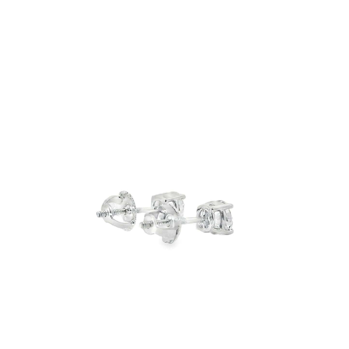 14k White Gold 1.10ctw Natural Round Brilliant Diamond Stud Earrings
