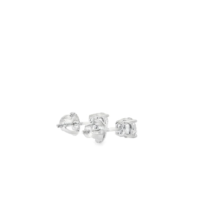 14k White Gold 1.10ctw Natural Round Brilliant Diamond Stud Earrings