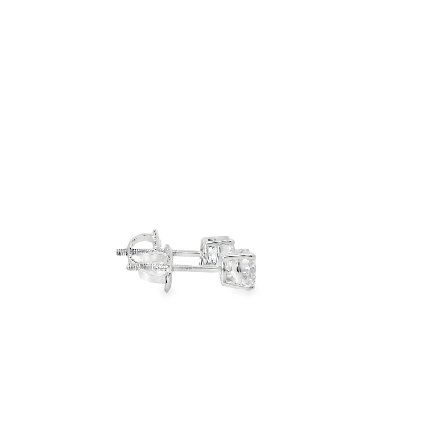 14k White Gold 1.10ctw Natural Round Brilliant Diamond Stud Earrings