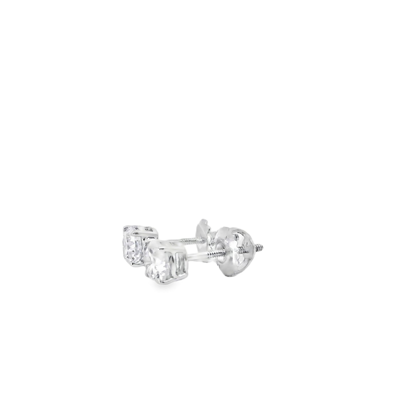 14k White Gold 1.10ctw Natural Round Brilliant Diamond Stud Earrings