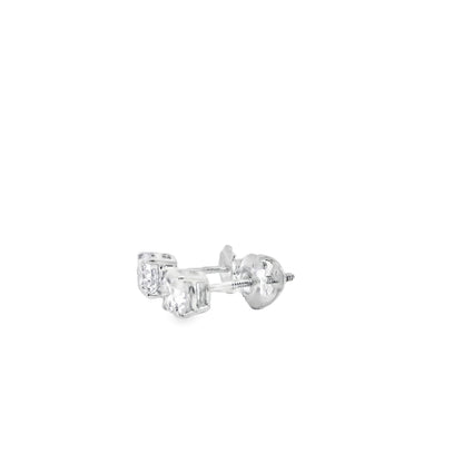 14k White Gold 1.10ctw Natural Round Brilliant Diamond Stud Earrings