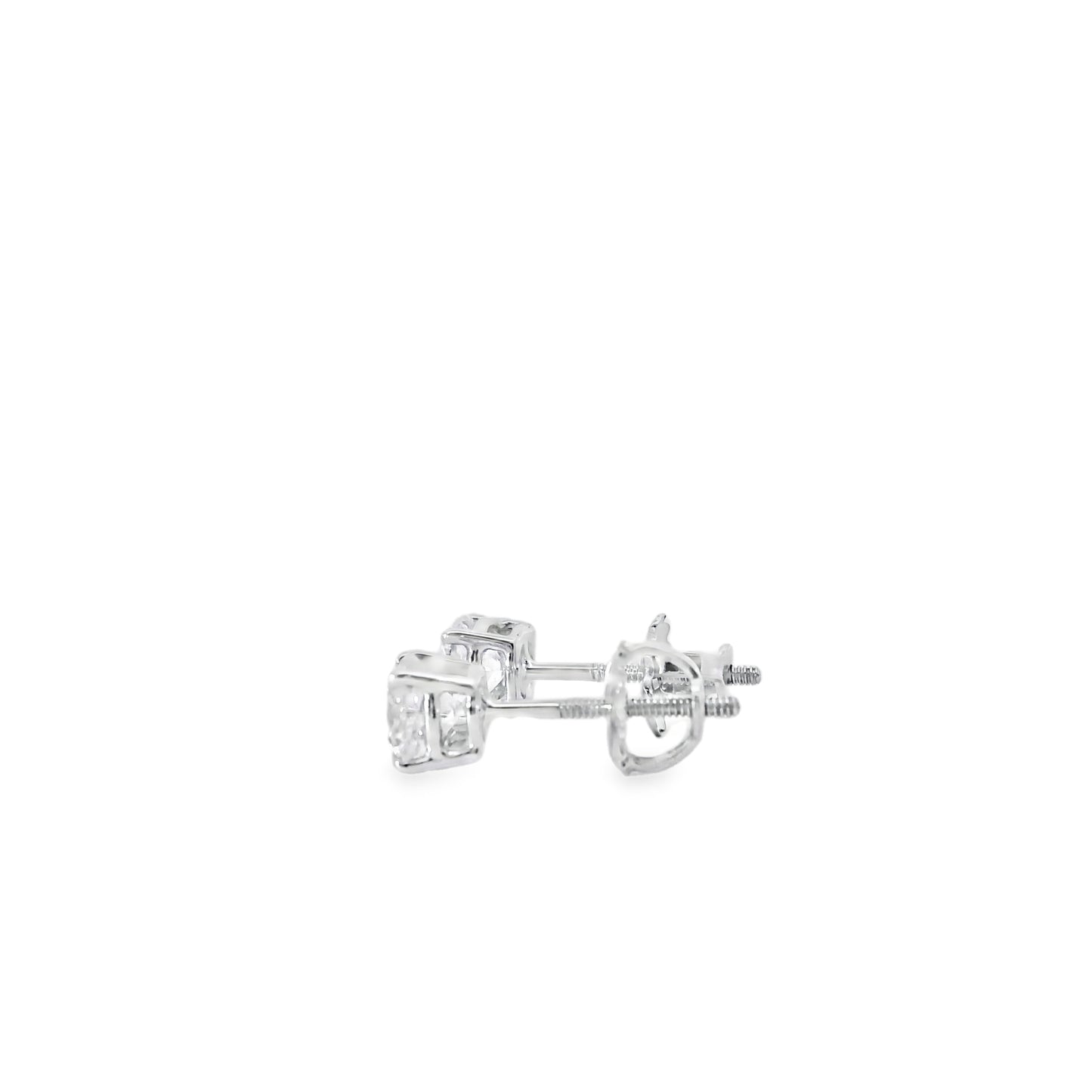 14k White Gold 1.10ctw Natural Round Brilliant Diamond Stud Earrings