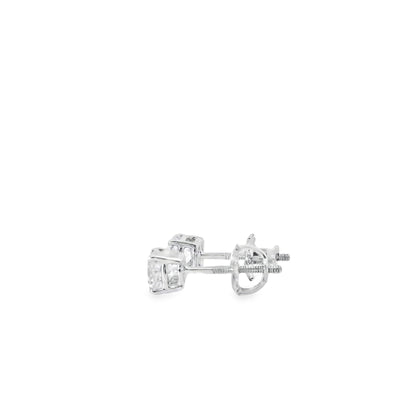 14k White Gold 1.10ctw Natural Round Brilliant Diamond Stud Earrings