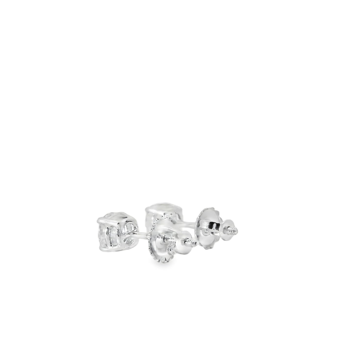 14k White Gold 1.10ctw Natural Round Brilliant Diamond Stud Earrings