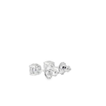 14k White Gold 1.10ctw Natural Round Brilliant Diamond Stud Earrings