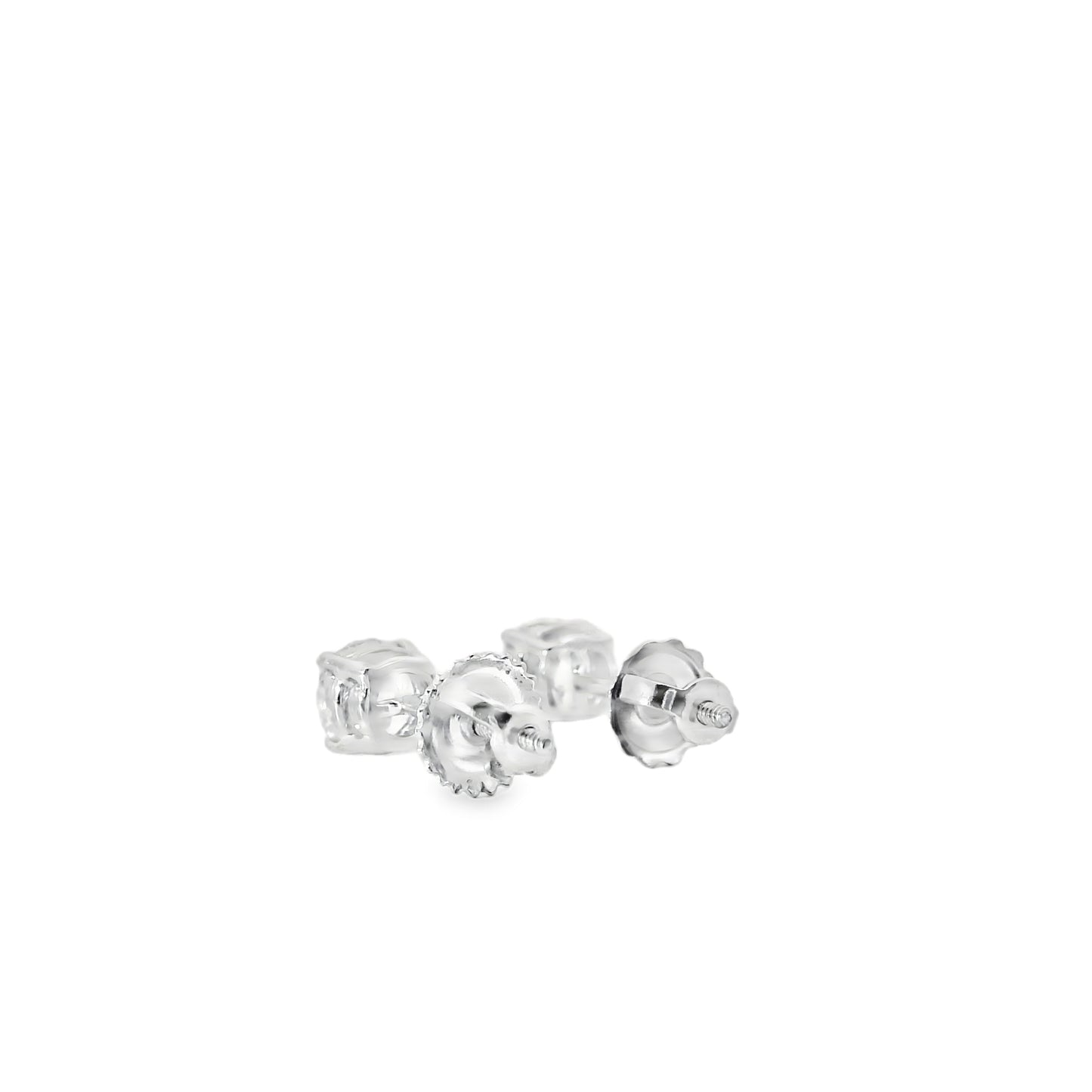 14k White Gold 1.10ctw Natural Round Brilliant Diamond Stud Earrings