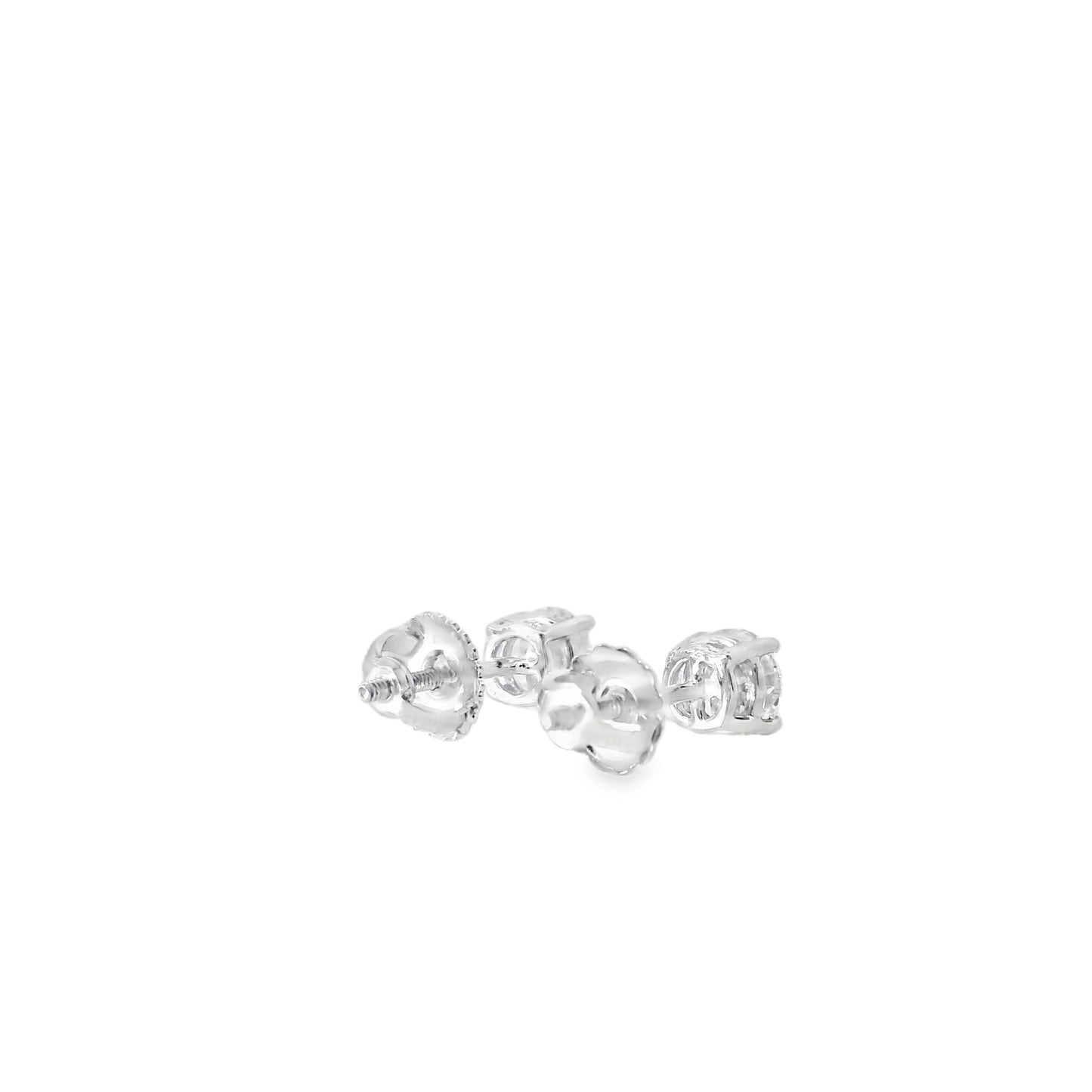 14k White Gold 1.10ctw Natural Round Brilliant Diamond Stud Earrings