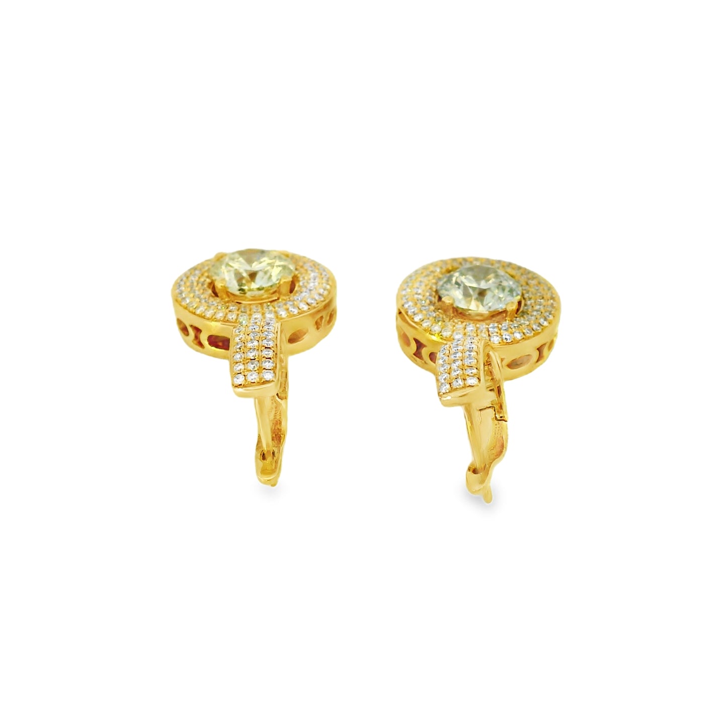 14k Yellow Gold 4.04ctw Natural Round Brilliant Diamond Dangle Earrings