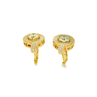 14k Yellow Gold 4.04ctw Natural Round Brilliant Diamond Dangle Earrings