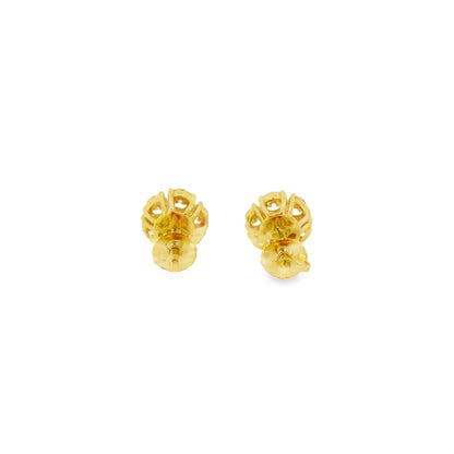 14k Yellow Gold 1.25ctw Natural Round Brilliant Diamond Cluster Earrings