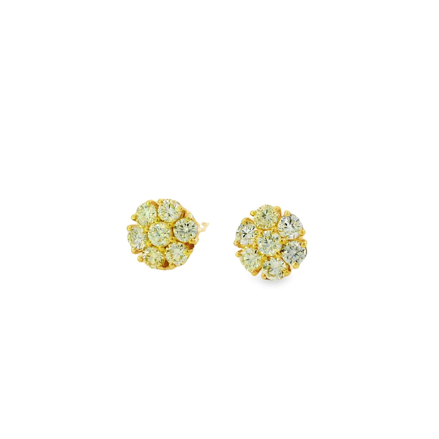 14k Yellow Gold 1.25ctw Natural Round Brilliant Diamond Cluster Earrings