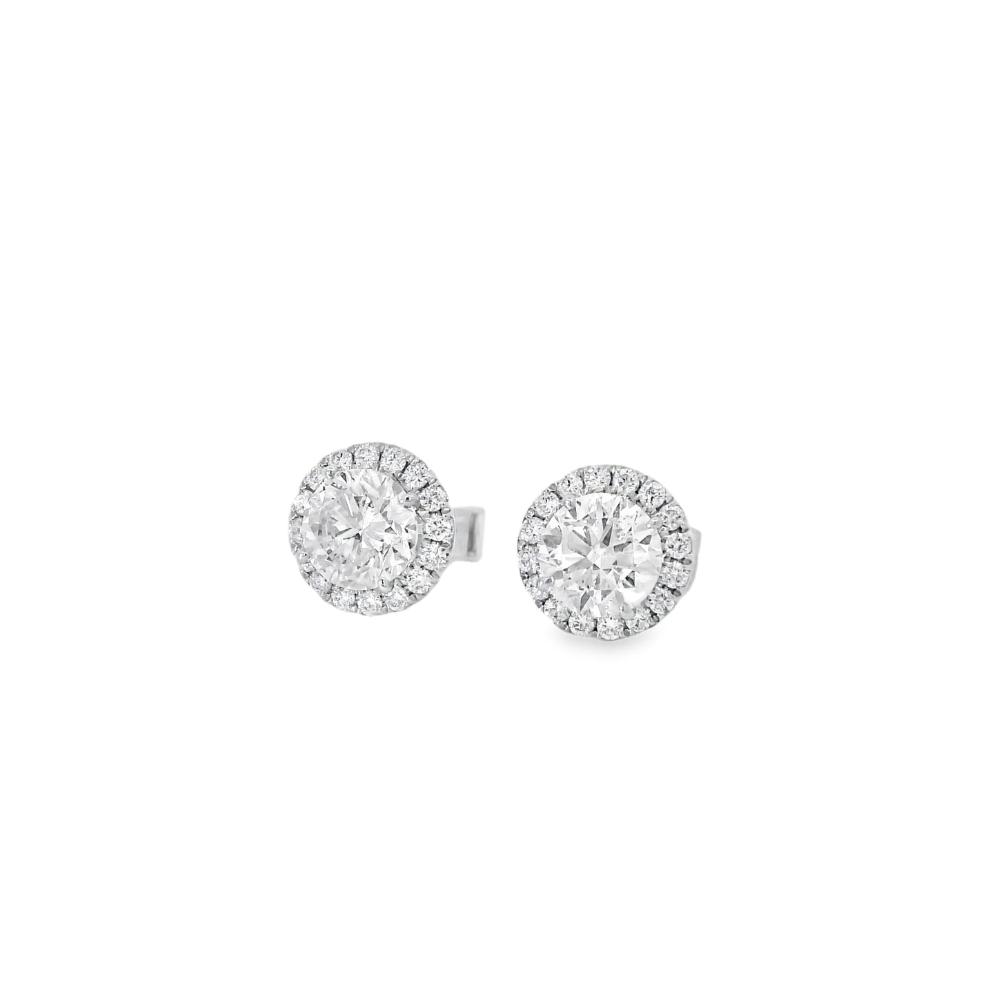 18k White Gold 1.95ctw Natural Round Brilliant Diamond Earrings