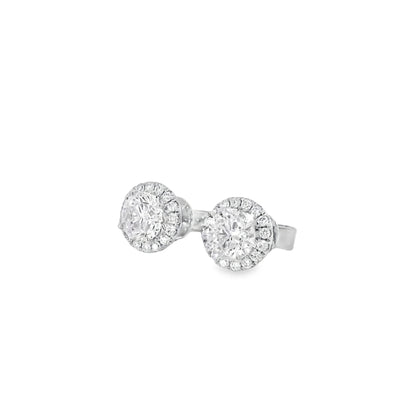 18k White Gold 1.95ctw Natural Round Brilliant Diamond Earrings