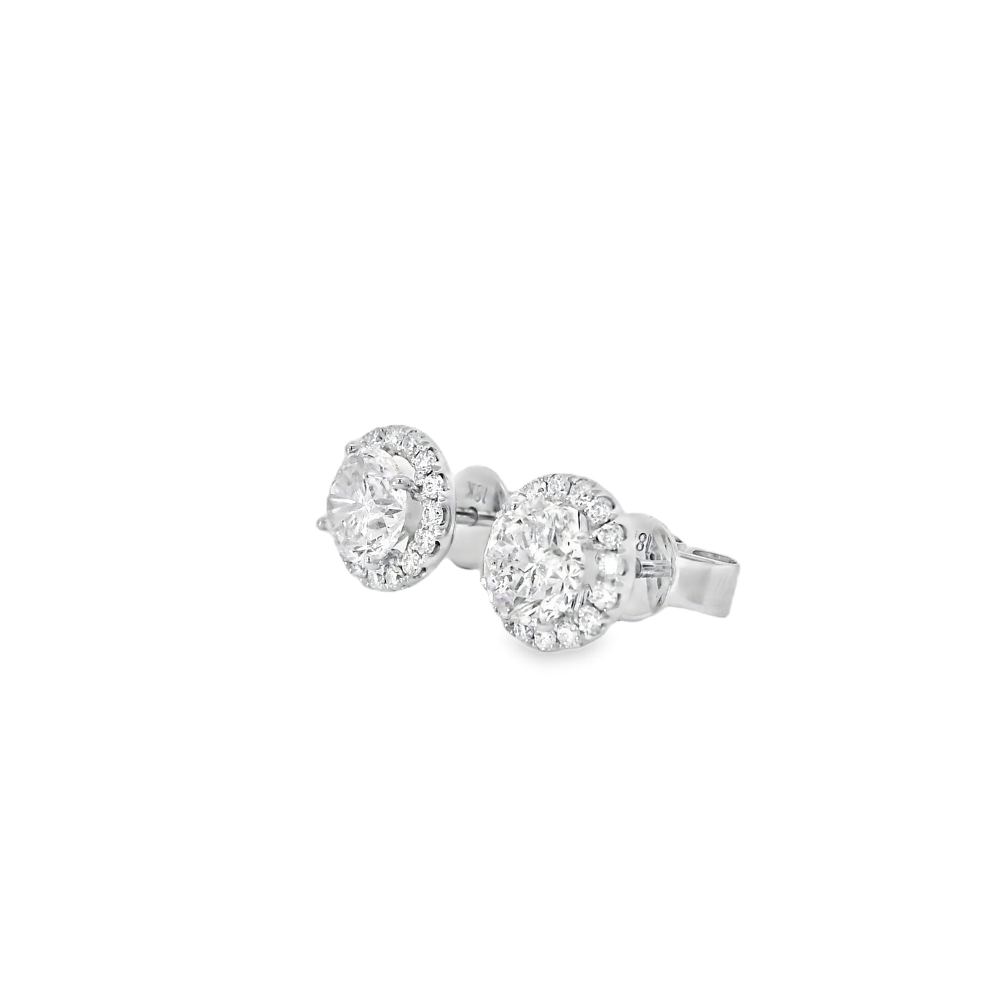 18k White Gold 1.95ctw Natural Round Brilliant Diamond Earrings